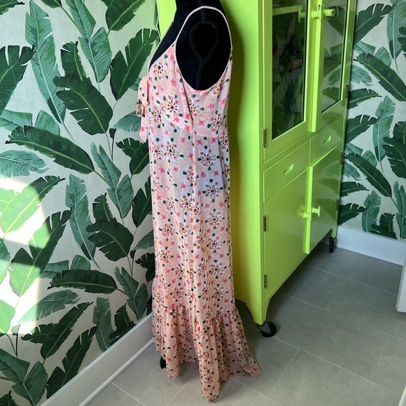 Lauren Conrad Pink Floral Sheer Maxi Dress Swim Cover M Summer beach Spring - Picture 7 of 7